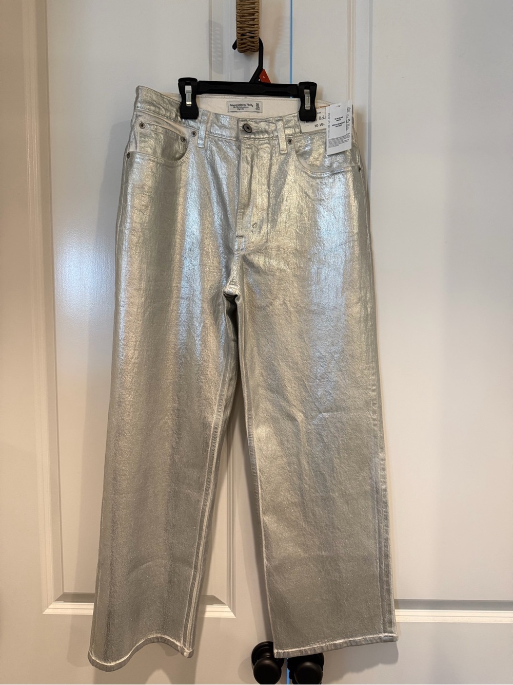Abercrombie & Fitch Metallic Silver High-Rise Women's Jeans
